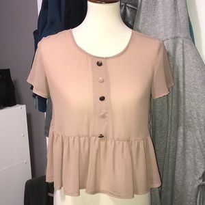 Sheer tan peplum crop top
